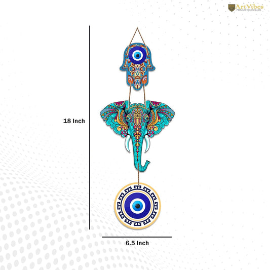Artvibes Designer Elephant Wooden Wall Hanging For Luck Properity For Home Decoration