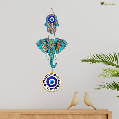 Artvibes Designer Elephant Wooden Wall Hanging For Luck Properity For Home Decoration