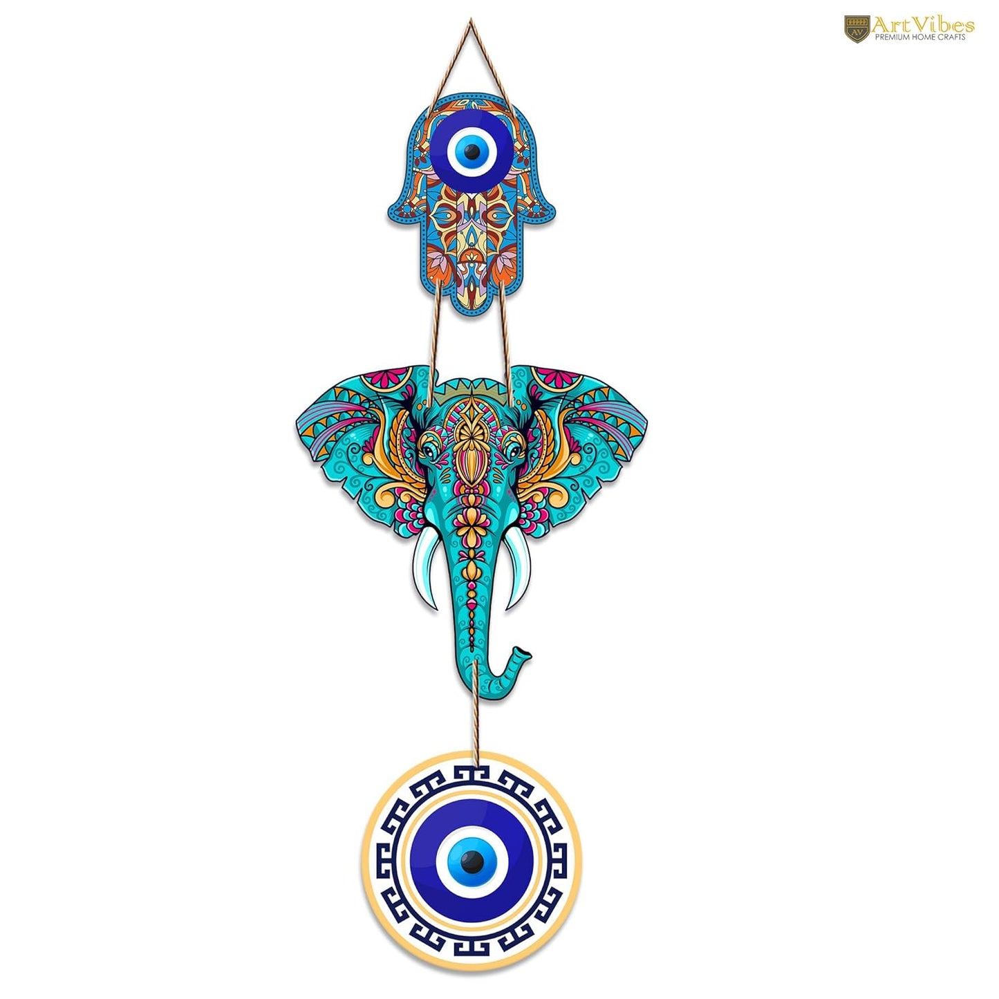 Artvibes Designer Elephant Wooden Wall Hanging For Luck Properity For Home Decoration